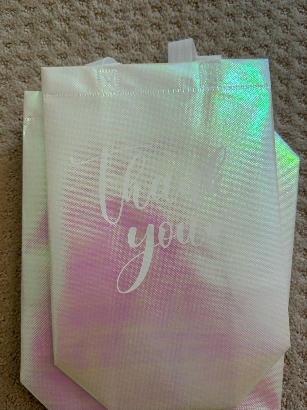 10 Iridescent Pink "Thank You" Party Favor Bags - Home Party Supplies